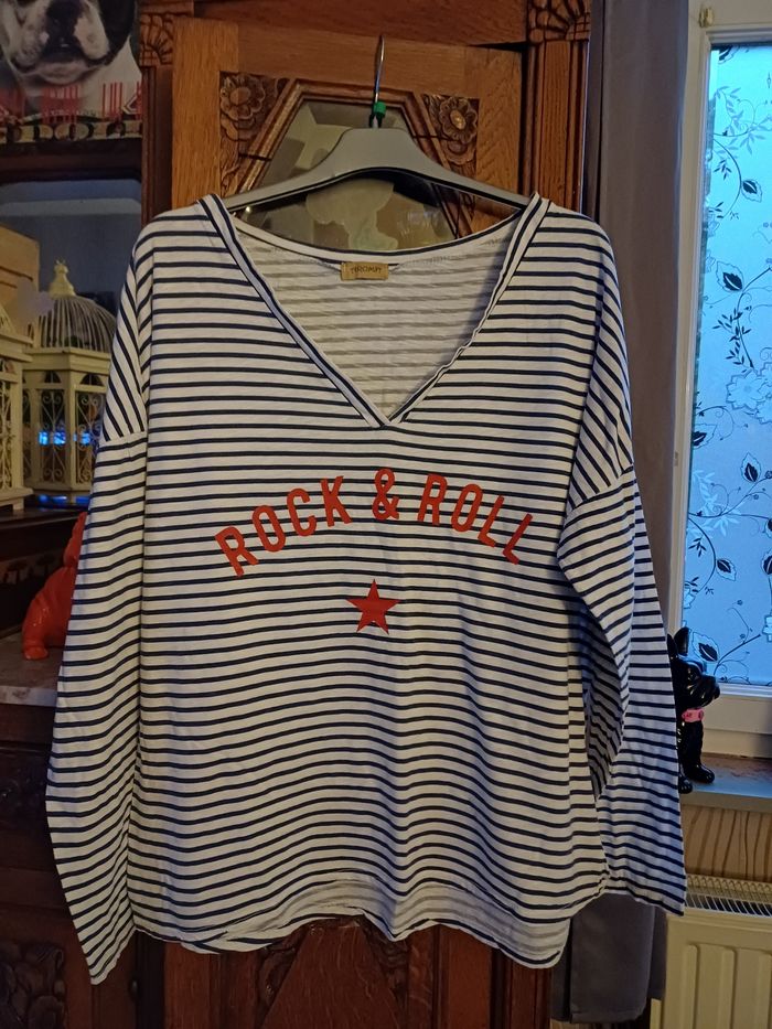 T-shirt raye manches longues taille unique