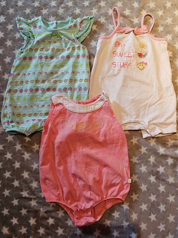 Lot de 3 barboteuses fille 6 mois