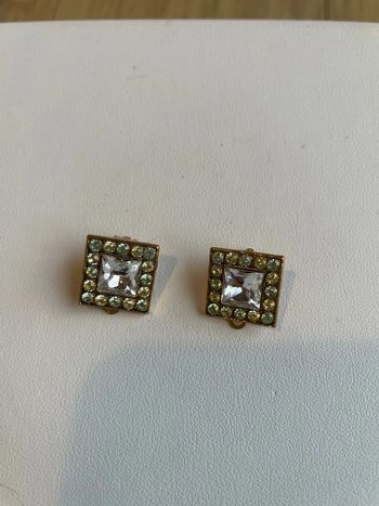 Boucles d’oreilles carrés à clips strass brilants