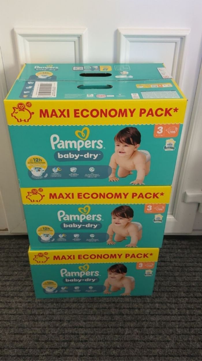 Lot de 3 Cartons Pampers Maxi Economy Pack  taille 2/3/4/4+/5/6/7/8 - photo numéro 3