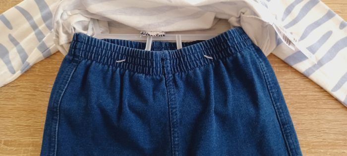 Ensemble 2 pièces bébé garçon Plus Collection, couleur bleu et blanc, tee-shirt manches longues + pantalon, taille 18 mois, neuf avec étiquette 🏷. - photo numéro 6