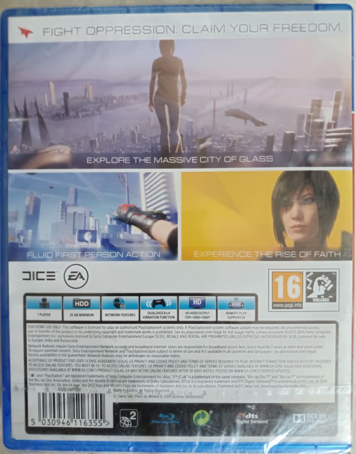 Mirror's Edge Catalyst SONY PS4 PROMO PRESS PALK EURO Neuf Scellé - photo numéro 2