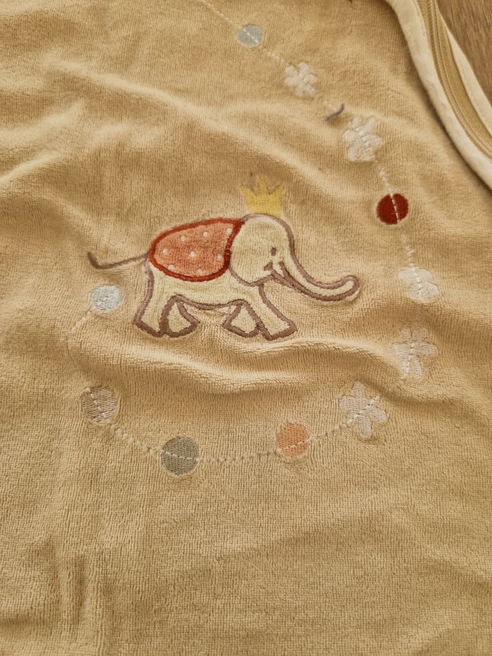 Gigoteuse mi-saison velours léger 0-6 mois (62 cm) motif éléphant beige - photo numéro 2