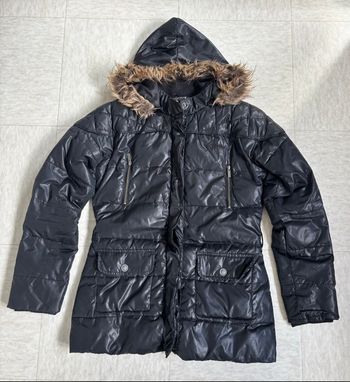 Doudoune Kaporal  noire slim longue à capuche avec fausse fourrure - L