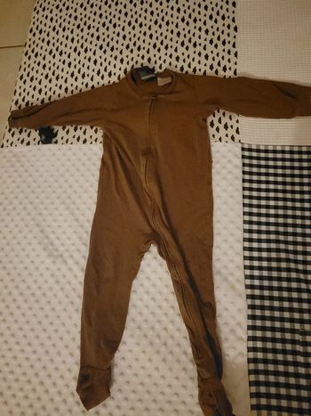 Pyjama coton léger marron à fermeture éclair – Taille 92 cm – Marque H&M