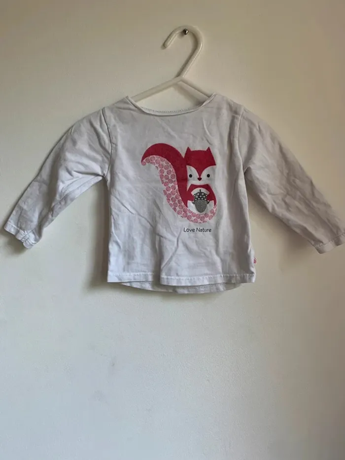 Haut blanc imprimé renard – 12 mois - photo numéro 2
