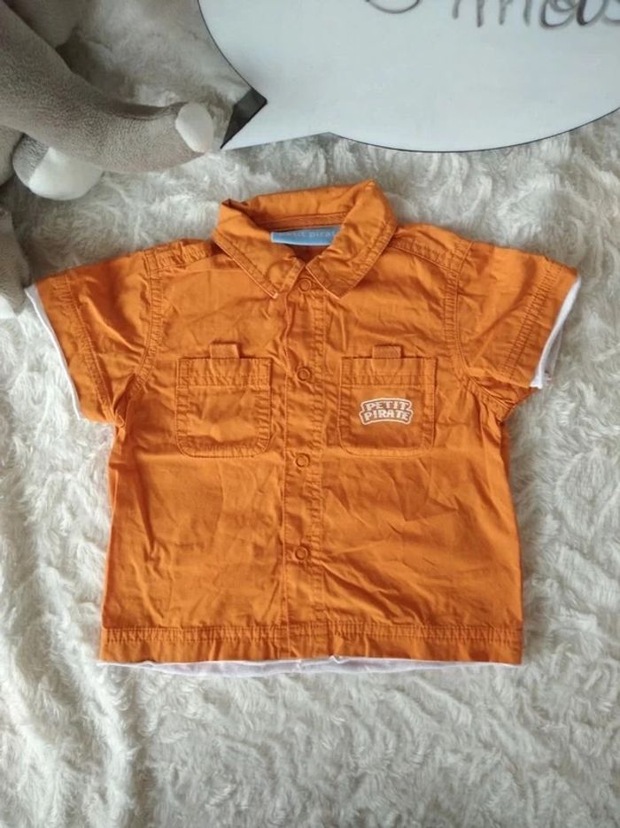 Chemise manches courtes Garçon 6 mois Petit Pirate 100% coton - photo numéro 2