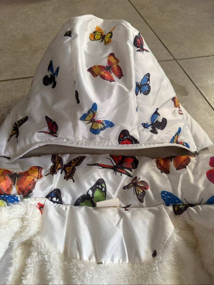 Manteau bébé 9-12 mois à capuche, imprimé papillons - photo numéro 4