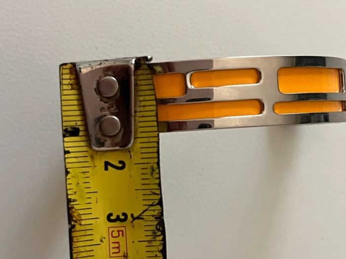 Bracelet manchette acier cuir jaune neuf - photo numéro 6