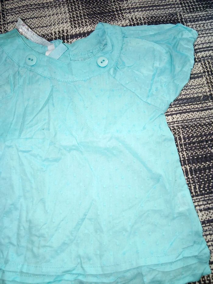 T-shirt bleu - Miss cutie - 9/12Mois - photo numéro 3