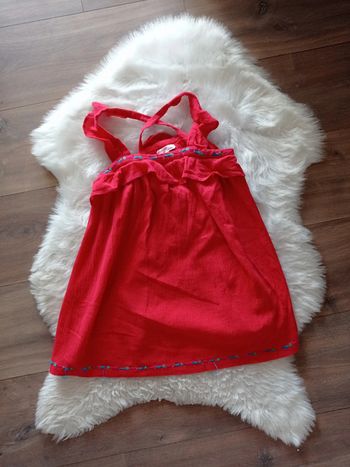 Dpam robe chic été rouge 4 ans gaze de coton