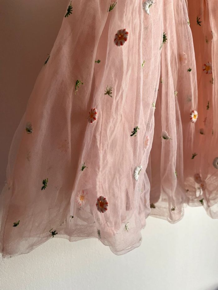 Robe fluide tulle rose fleuris pâquerette ou marguerite - photo numéro 6
