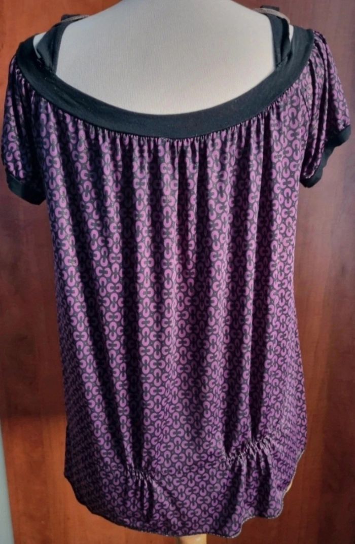 T-shirt violet pailleté taille L - photo numéro 6
