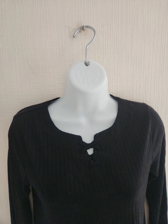 Tee-shirt manches longues détails croisés col V Kiabi 12 ans - photo numéro 2