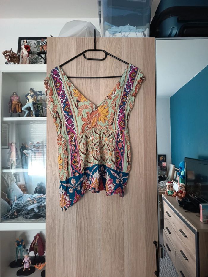 Top blouse Fleuri multicolore - Taille XS 34 - photo numéro 5