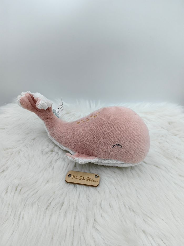 Doudou peluche baleine rose blanc Little Dutch - photo numéro 2