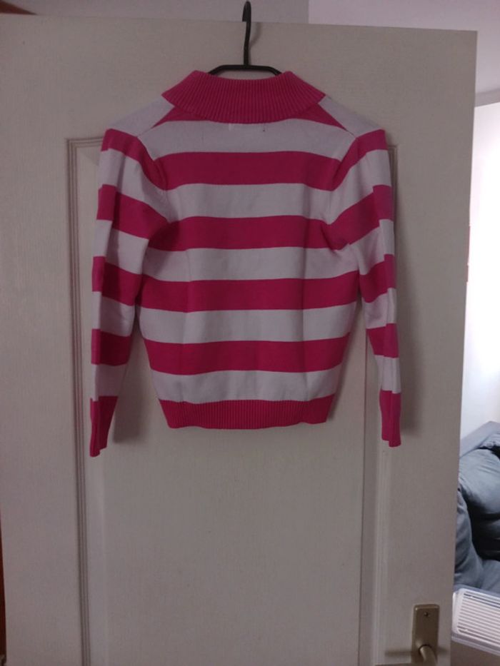 Gilet fille zippé 10 ans blanc et rose - photo numéro 3