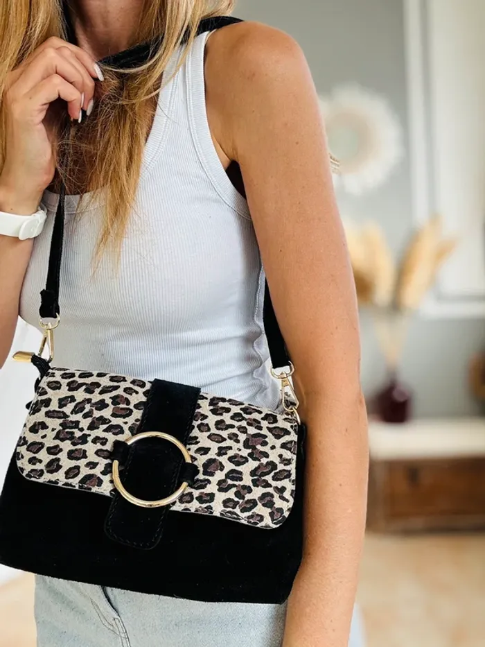 Sac bandoulière léopard noir – Chic et pratique - photo numéro 2