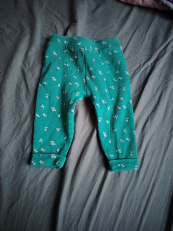 Legging côtelé vert à fleurs taille 3 mois