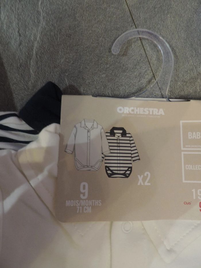 lot de 2 bodys orchestra taille 9 mois neuf - photo numéro 3