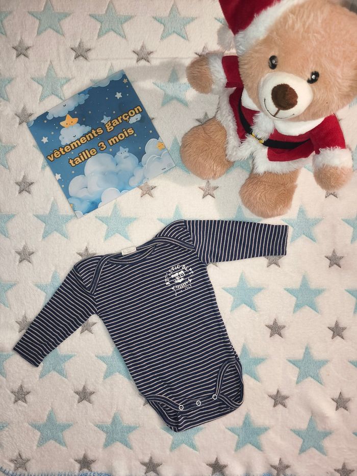Bodie manches longues garçon absorba bleu et blanc taille 3 mois