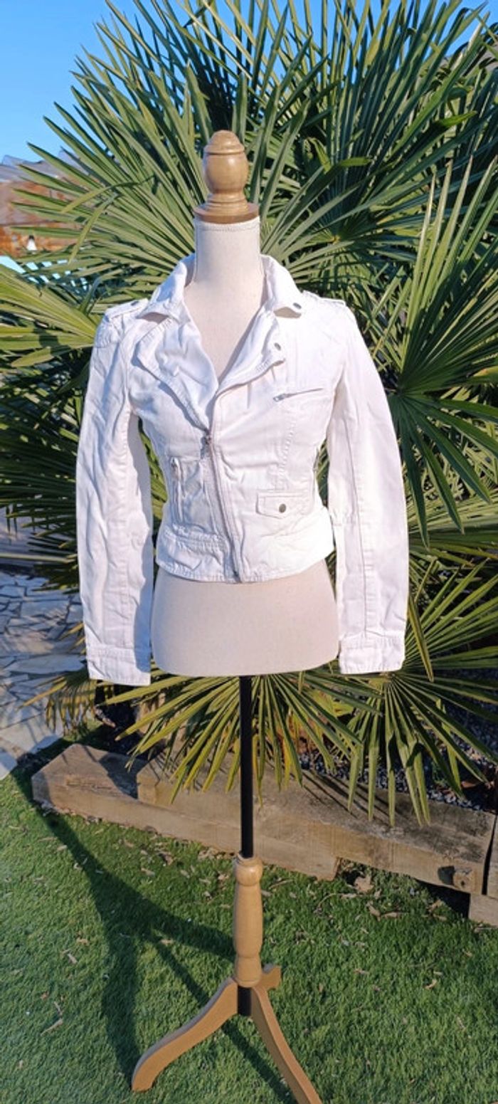 Veste jean blanche s - photo numéro 2