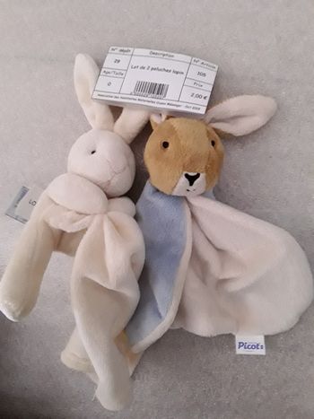 Lot de 2 doudous lapins