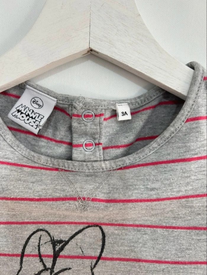 Robe manches courtes gris rayé rouge Minnie Taille 3 ans - photo numéro 3