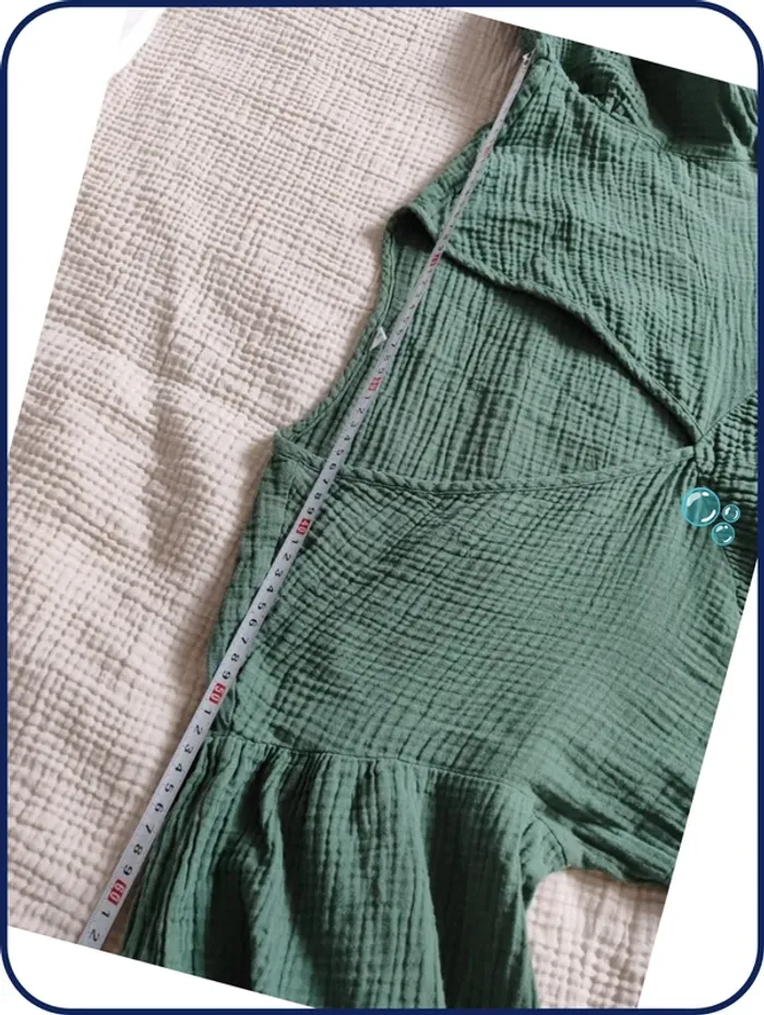 Robe verte / gaz de coton / S - photo numéro 11