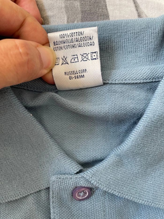 Polo neuf bleu/gris taille S 100% coton jetées - photo numéro 6