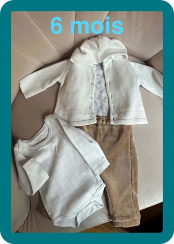 Ensemble lot 4 pièces tons blanc/crème mixte 6 mois - Kiabi Tex Bouchara