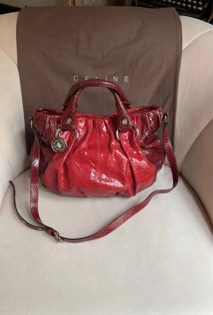 Sac Céline "Pillow Small" Ruby – Très bon état – Cuir verni effet reptile - photo numéro 2