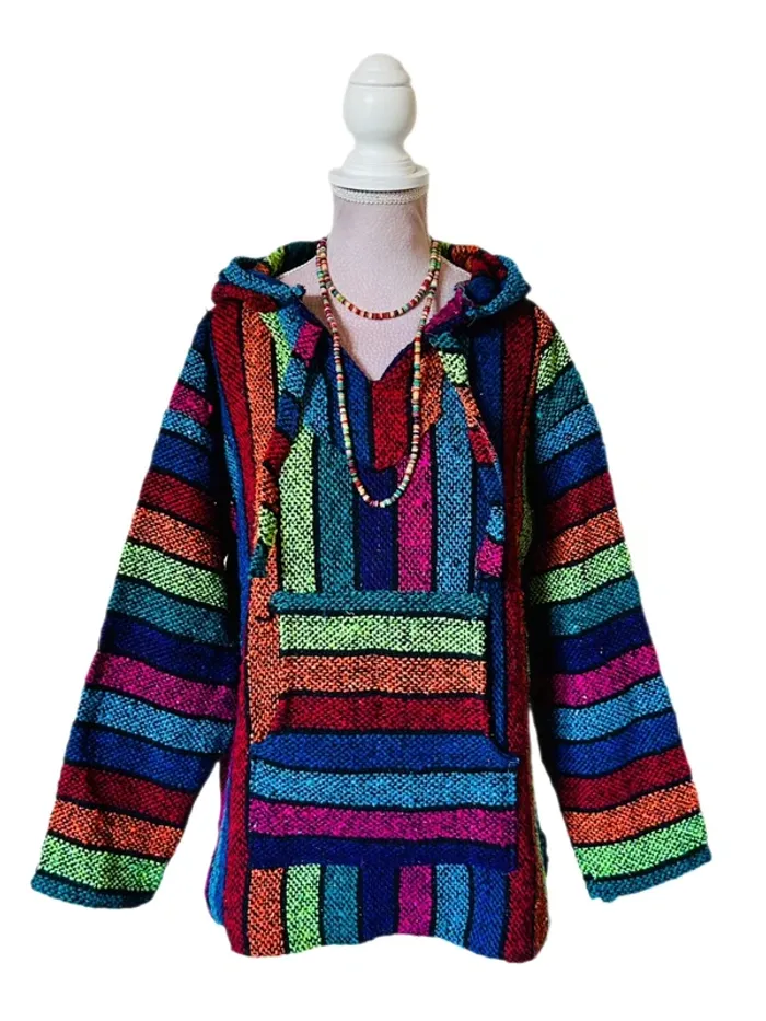 💙🌿 Baja Hoodie artisanal boho ethnique Made in Mexico ethnic festival hippie sweat 🌿💜 - photo numéro 4