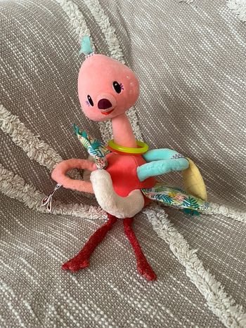 Peluche doudou d’éveil 20cm lilliputiens flamand rose et rouge très bon état