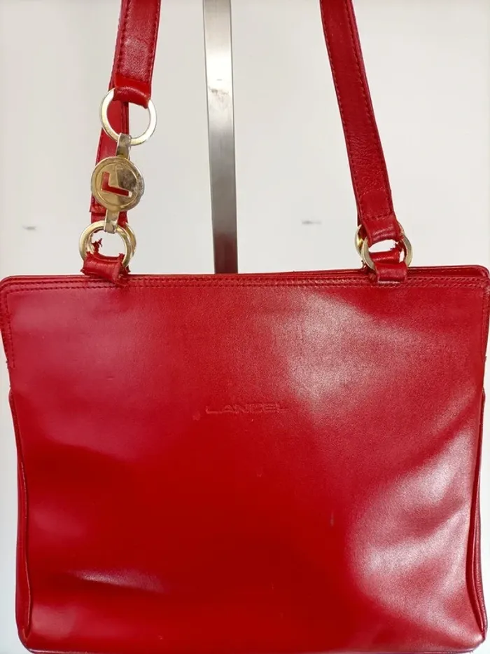 Sac à main rouge en cuir rouge Lancel été vintage - photo numéro 3