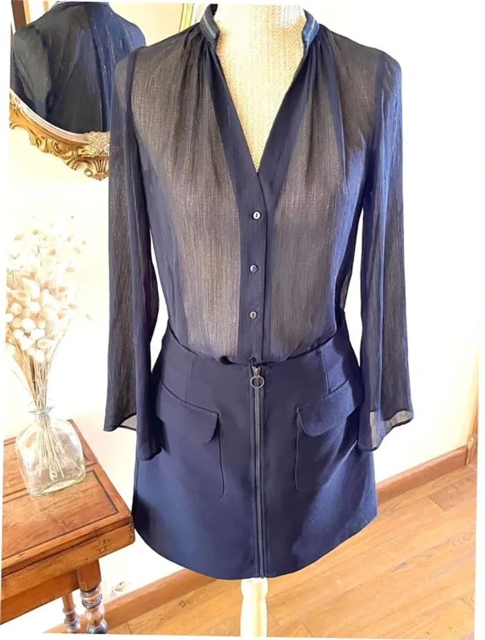 Sublime blouse chemise manche longue noir fluide Zara taille XS - photo numéro 20