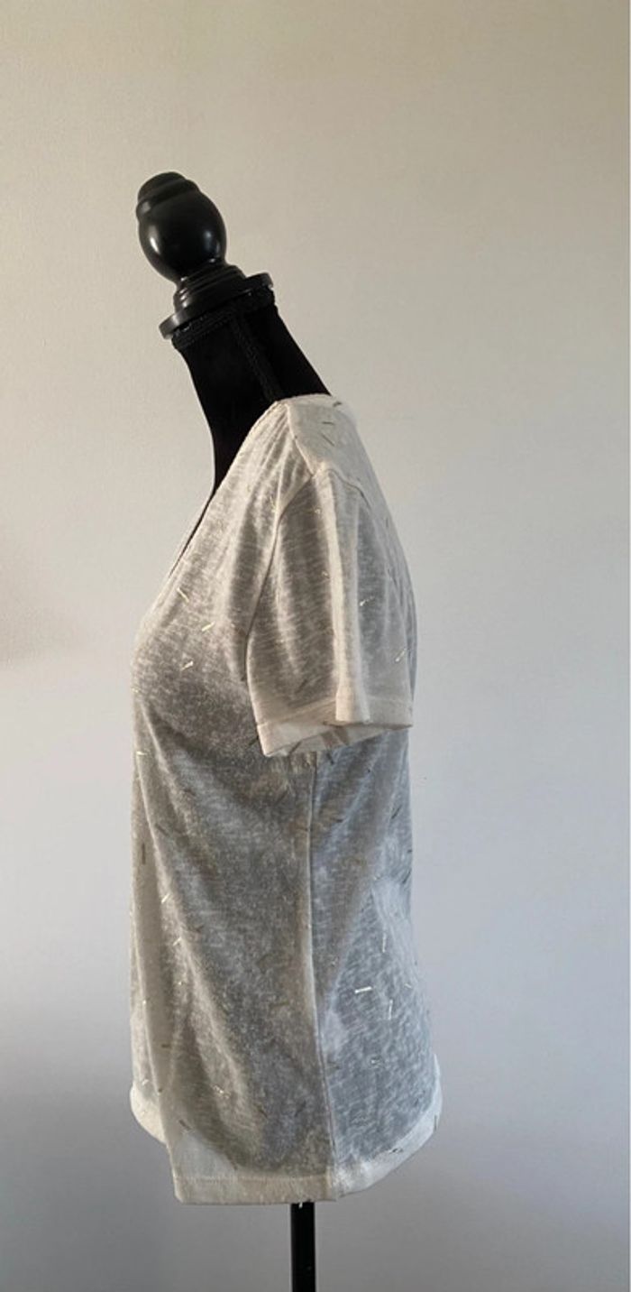 Tee shirt maille fine Only crème et doré taille S - photo numéro 6