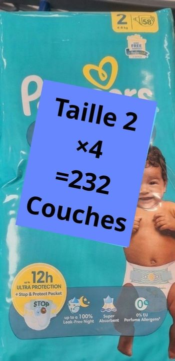 4  paquets couches pampers taille 2