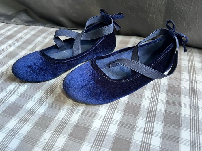 Ballerines velours bleu fille