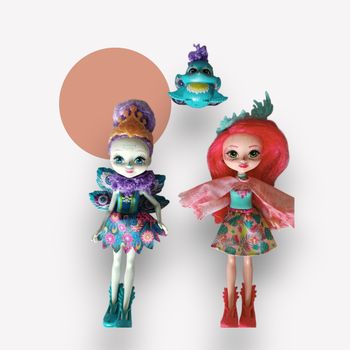 Lot de 2 poupées Enchantimals sirènes + animal
