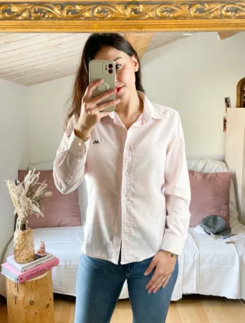 Chemisier Thomas Burberry rose et blanche taille 36