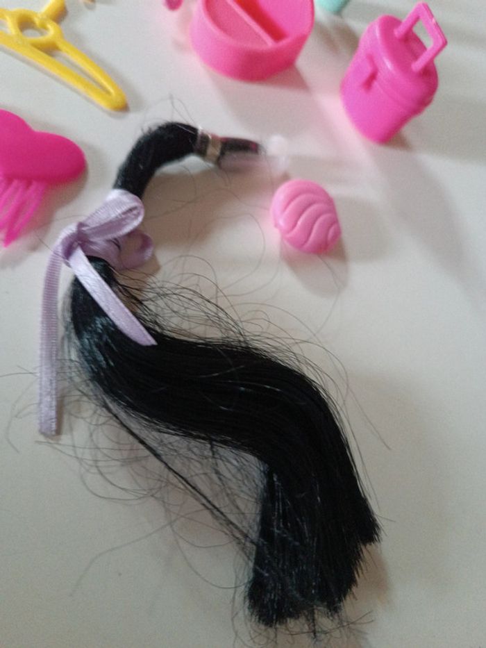 barbie mattel mèche hair cintre brosse mermaid vanity rose pink beauty set flacon bleu blue - photo numéro 7