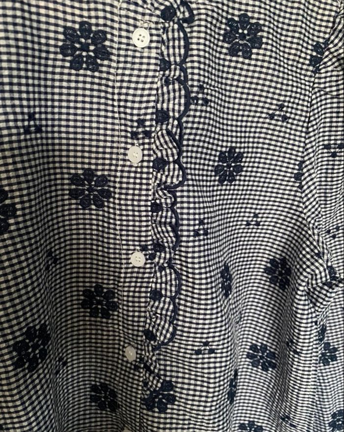 Blouse avec broderie fleurs - Marine - Taille S/M - photo numéro 3