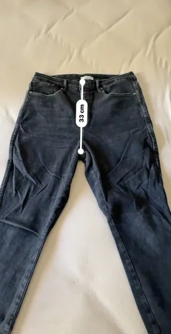 Jean slim taille haute noir délavé Good American