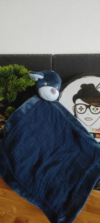 Doudou plat chien Simba toys benelux losange bleu lange velours Marine Gris