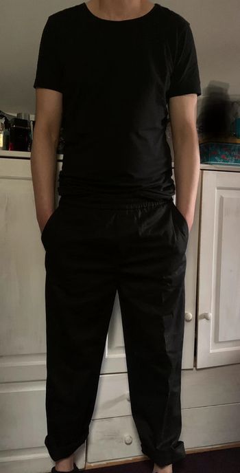 Pantalon noir en coton style chino