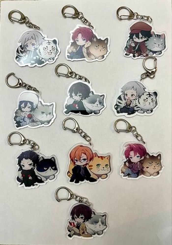 Lot de 10 portes clé « Bungo Stray Dogs » neuf - photo numéro 1