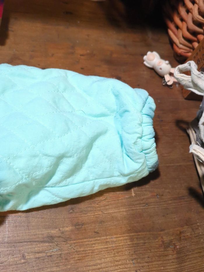 Combi combinaison pilote frip friperie bébé mixte vert d'eau menthe années 80 3 mois - photo numéro 3