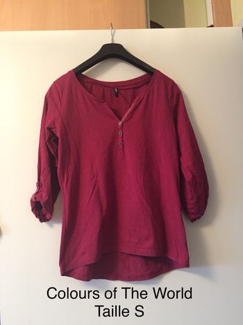 T-shirt manches 3/4 rouge/rose Colours of The World Taille S