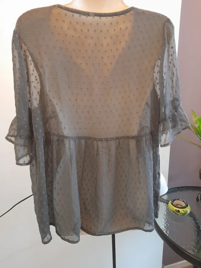 Blouse en voile transparent plumetis - photo numéro 6